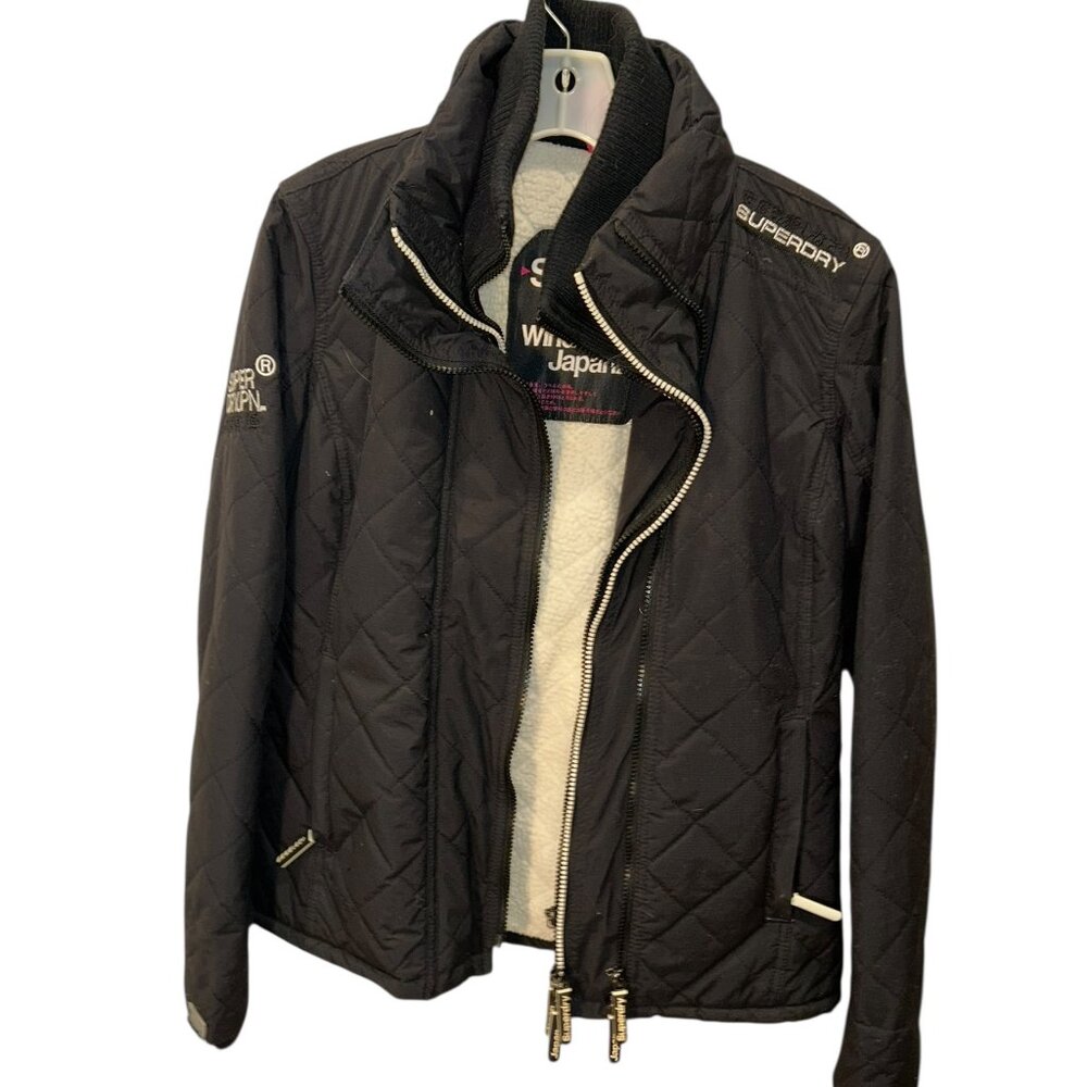 Superdry Japan Original Wind Cheater black white quilted fleece lined jacket S